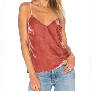REVOLVE L'Academie Size XS V-Neck Velvet Cami Nude Blush Pink Feminine Romantic